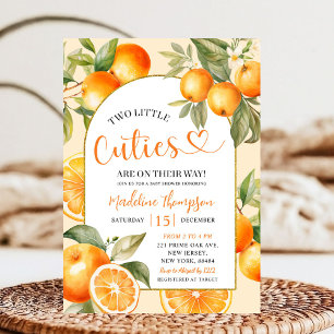 Orange Citrus Summer Fruit Twin Baby Dusche Einladung