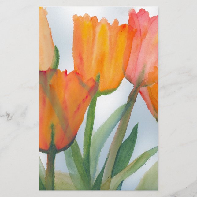 Orange Citrus Tulips Briefpapier (Vorderseite)