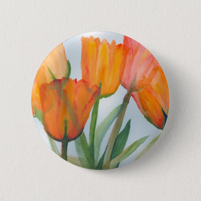 Orange Citrus Tulips Button (Vorderseite)