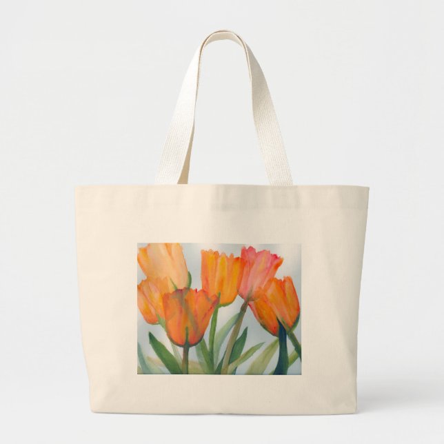 Orange Citrus Tulips Jumbo Stoffbeutel (Vorne)