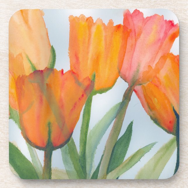 Orange Citrus Tulips Untersetzer (Vorderseite)