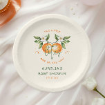 Orange Citrus Two Little Cuties Twin Baby Shower Pappteller<br><div class="desc">Introducing our orange citrus two little cuties twin baby shower paper plates, perfect for a fun, gender-neutral celebration! This zesty design features a delightful citrus orange clementine fruit theme, brought to life with a simple boho-inspired watercolor style. It is ideal for welcoming a little boy or girl in a joyful...</div>