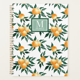 Orange Citrus Watercolor Monogram Name Planer