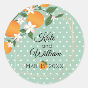 Orange Citrus Wedding Label Runder Aufkleber