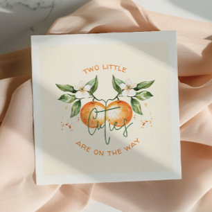 Orange Citrus Zwei Kleine Süße Zwillinge Baby Show Serviette