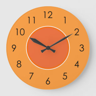 Orange clair et foncé Grand nombre noir Horloge