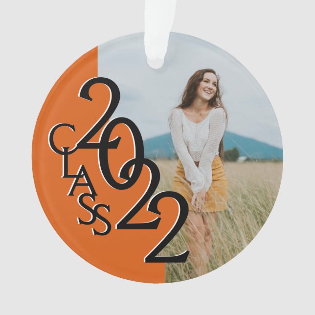 Orange Class 2022 Abschluss Foto Ornament (Vorderseite)