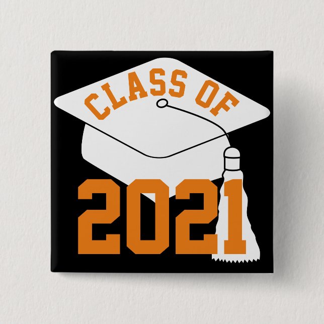 Orange Class of 2024 Grad Cap Button (Vorderseite)