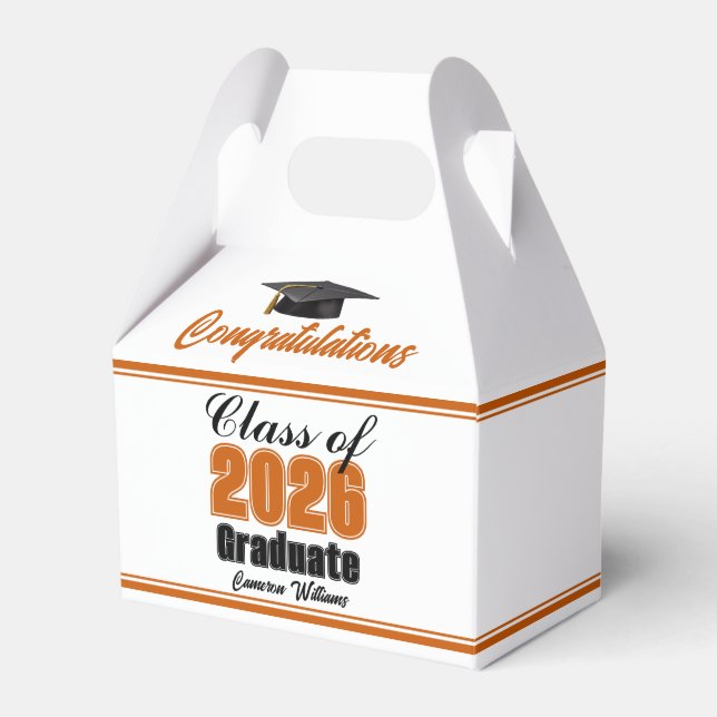 Orange Class of 2026 Custom Graduation Party Geschenkschachtel (Vorderseite)