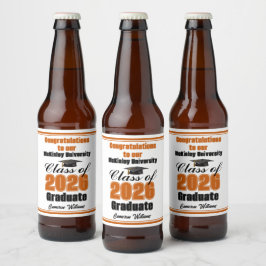 Orange Class of 2026 Graduation Party Custom Bierflaschenetikett