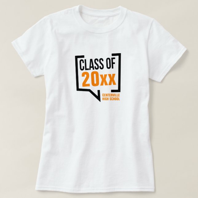 Orange Class Year Speech Bubble T-Shirt (Design vorne)