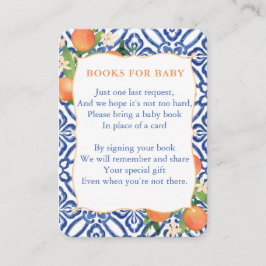 Orange Classic Blue Baby Dusche für ein Buch Begleitkarte