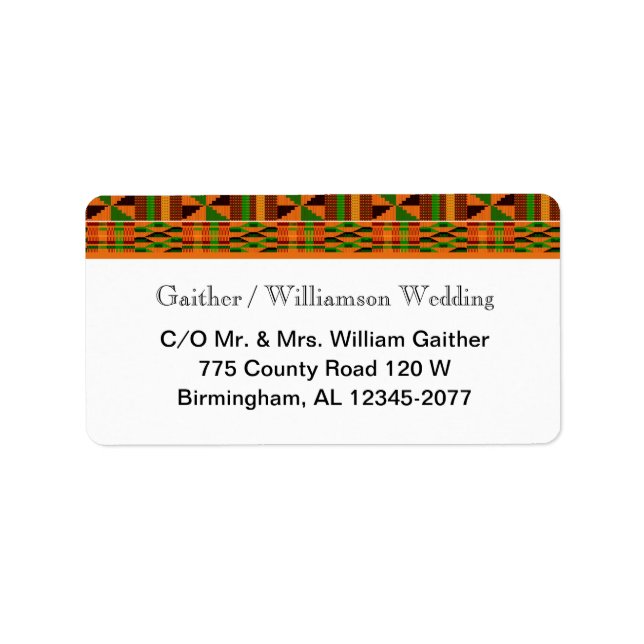 Orange Classic Kente UAWG Return Labels Adressaufkleber (Vorne)