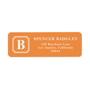 Orange Classic Monogram Address Labels