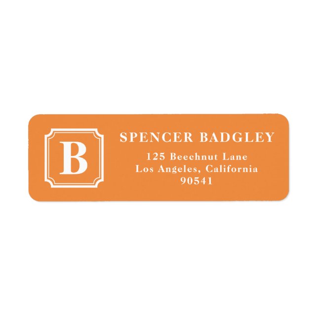 Orange Classic Monogram Address Labels (Vorne)