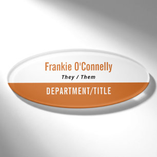 Orange Clean Personal Pronouns Employee Namenschild