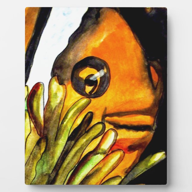 Orange Clown Aquarell Originale Malerei Fotoplatte (Vorderseite)