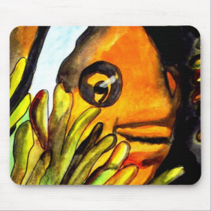 Orange Clown Aquarell Originale Malerei Mousepad