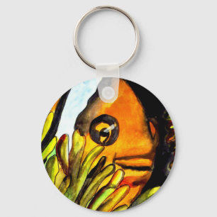 Orange Clown Aquarell Originale Malerei Schlüsselanhänger