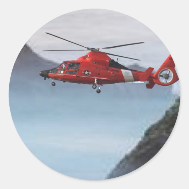 Orange Coast Guard Hubschrauber Runder Aufkleber (Vorderseite)