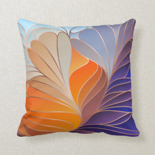 Orange, Cobalt Blue, Aqua New Art Nouveau Throw P Kissen