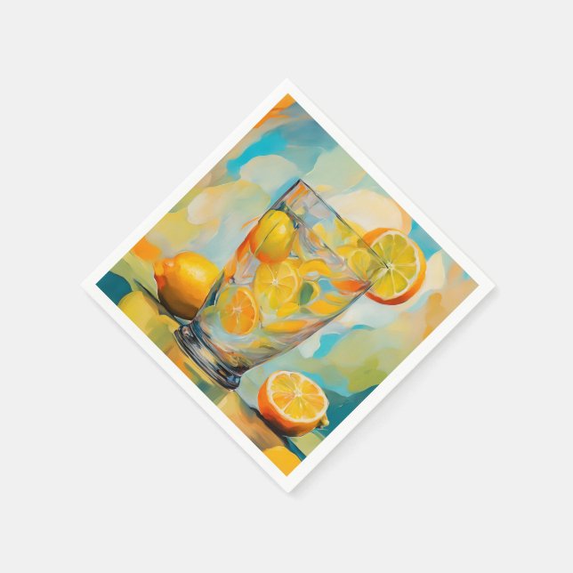 Orange Cocktail AI Art Serviette (Ecke)