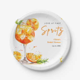 Orange Cocktail Love at First Spritz Bridal Shower Pappteller