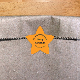 Orange Color Christmas Business Star Shape Sticker