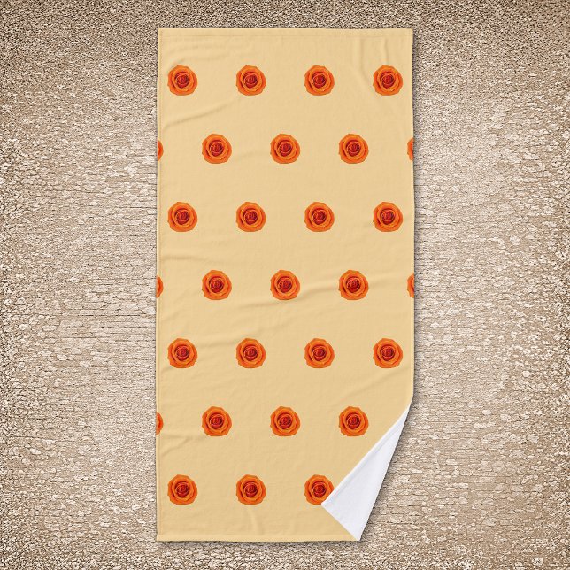 Orange Color Rose Blume Nahtloses Muster auf Badehandtuch (Orange color Rose flower seamless pattern on bath towel)