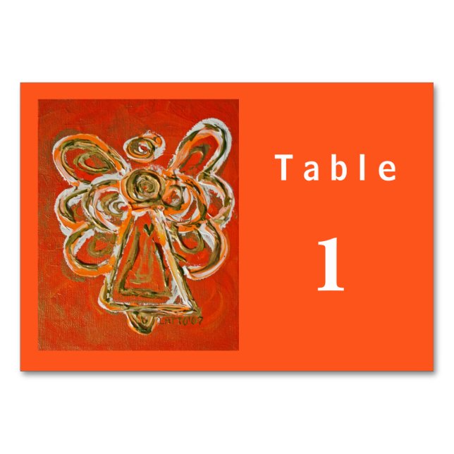 Orange Color Series Engel Custom Table Card Tischnummer (Rückseite)