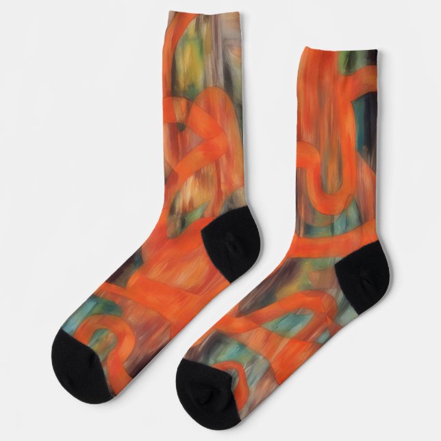Orange Colorful Crazy Socken (Linkes Detail)