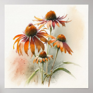Orange Conefwers Art Print Poster