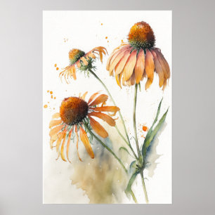 Orange Conefwers Art Print Poster