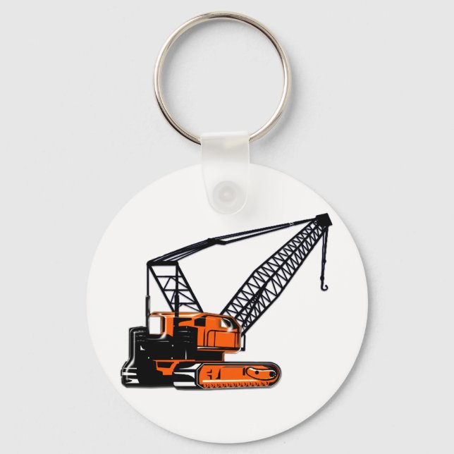 Orange Construction Crane Schlüsselanhänger (Vorderseite)