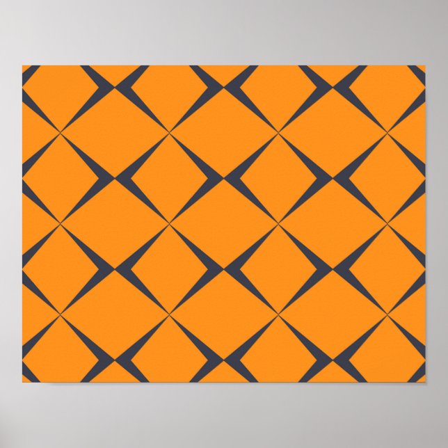 Orange, cool, simple, trendy, chevron shapes poster (Vorne)