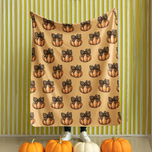 Orange Coquette Autumn Halloween Leopart Pumpkin Fleecedecke