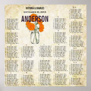 Orange Coral Dahlia Mason Jar Seekarte Poster