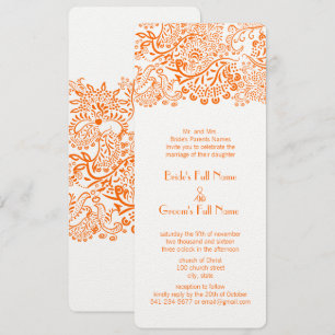Orange Coral Love Bird Wedding Invitation