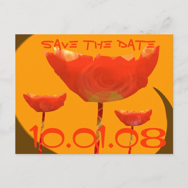 Orange Coral Poppy Save the Date Ankündigungspostkarte (Vorderseite)