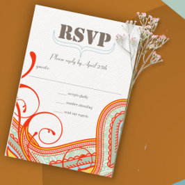 Orange Coral Terracotta Paisley Wedding