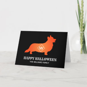 Orange Corgi Happy Halloween Familienname Karte