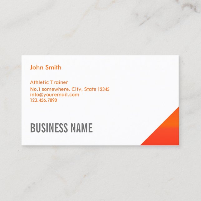Orange Corner Athletic Trainer Business Card Visitenkarte (Vorderseite)