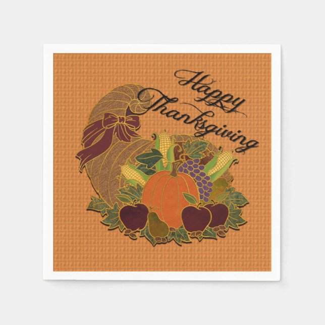 Orange Cornucopia Erntedank Napkins Serviette (Vorderseite)