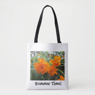 Orange Cosmos Blume Foto Print on White Tasche