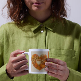 Orange Cosy Fall vibes cocoa Pumpkin Blätter Kaffeetasse