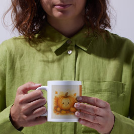 Orange Cosy Fall vibes Pumpkin Blätter Kaffeetasse