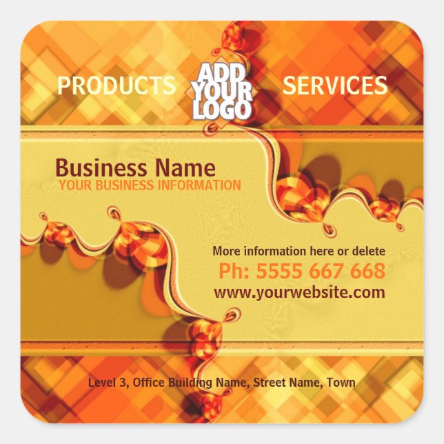 Orange Country Square mit Logo Business Sticker (Vorderseite)