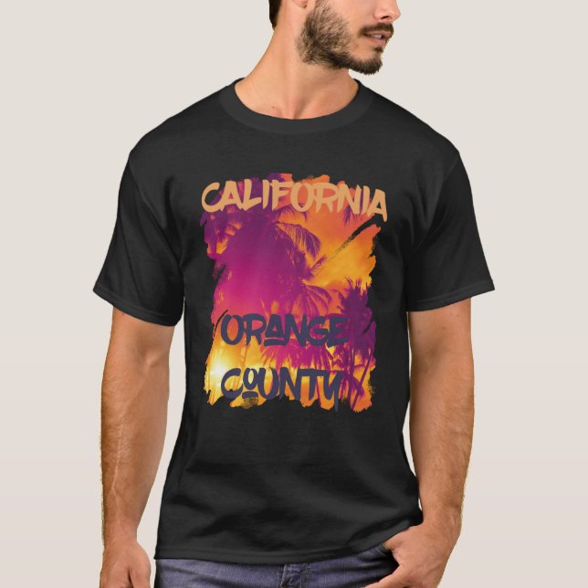 Orange County Beach Palm trees California Vacation T-Shirt (Vorderseite)