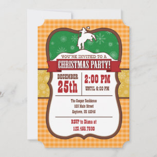 Orange Cowboy Noël Party Invitation