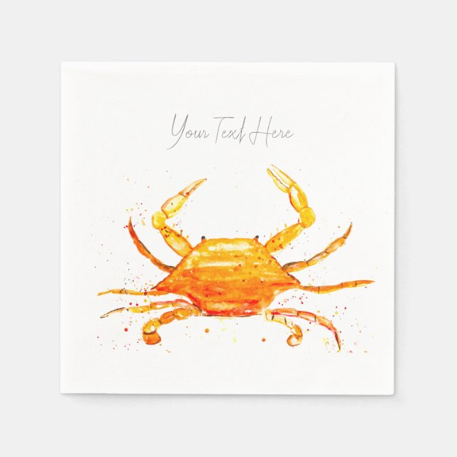 Orange Crab Blue Vintag Boho Beach Party Serviette (Vorderseite)